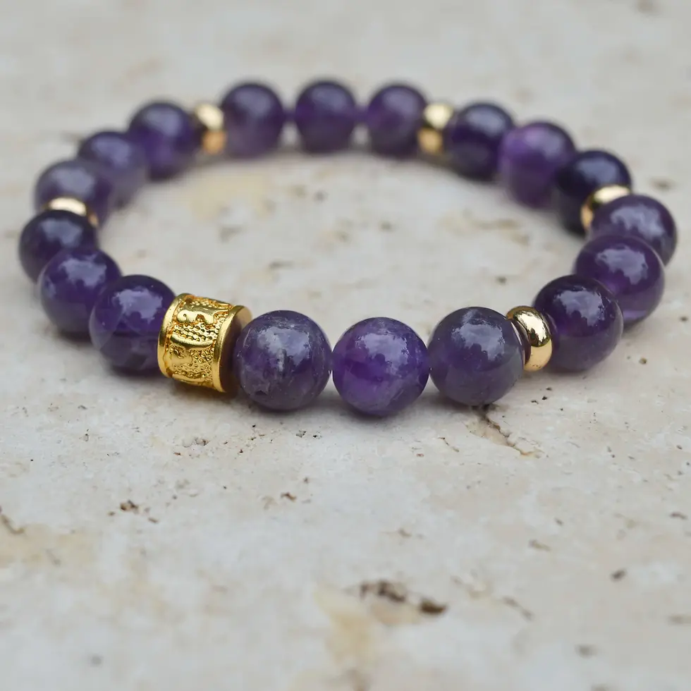 Thumbnail: Amethyst & 20ct Gold Plated Bracelet