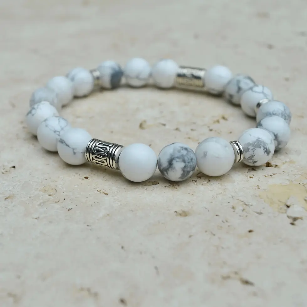 Thumbnail: White Howlite & Silver Bracelet