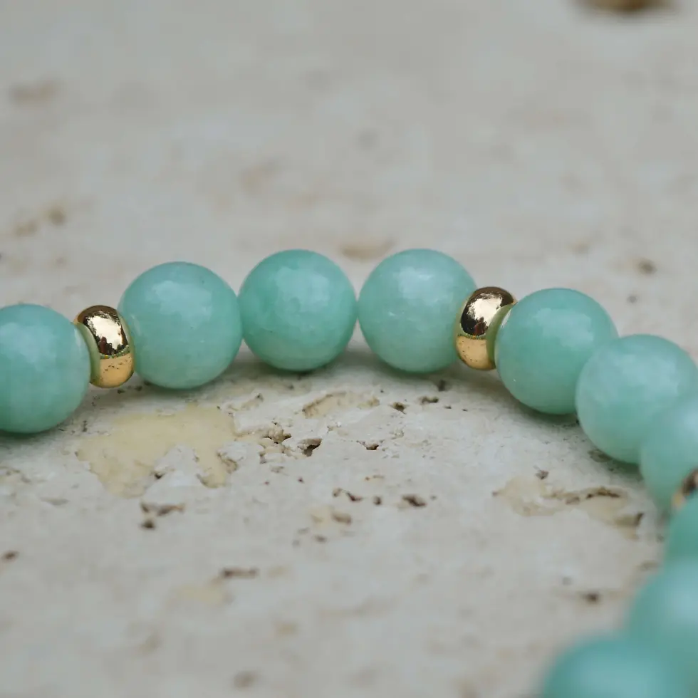 Thumbnail: Jade Crystal & 20ct Gold Plated Bracelet