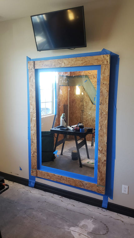 PRX Pro Rack installation custom gym workout mirror with backlighting LEDs