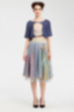 Thumbnail: Blue print scoop neck crop top Front View
