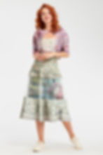 Thumbnail: Blue high waist Skirt A-line cut Front View