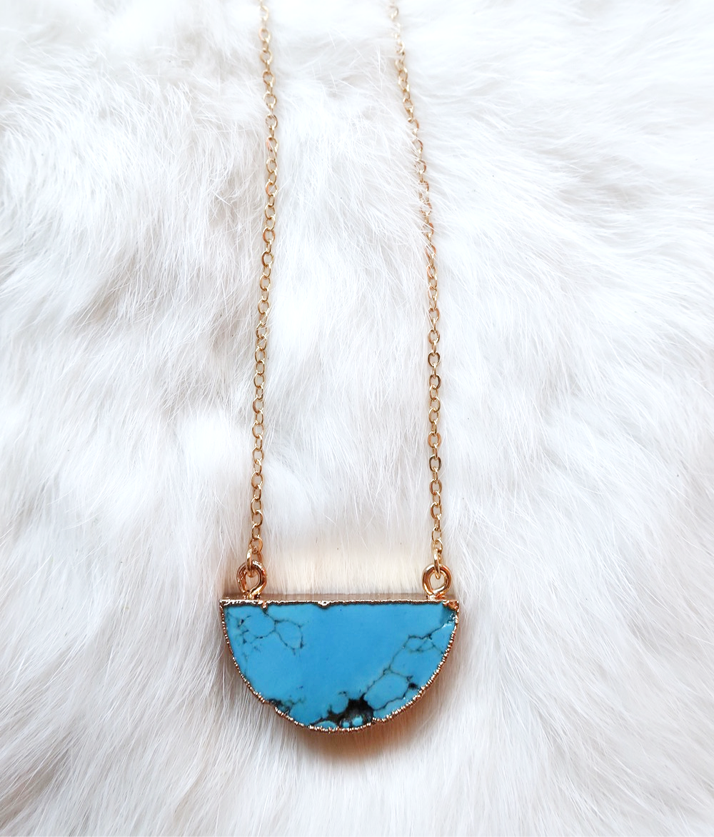 Natural Half Moon Turquoise Necklace 
