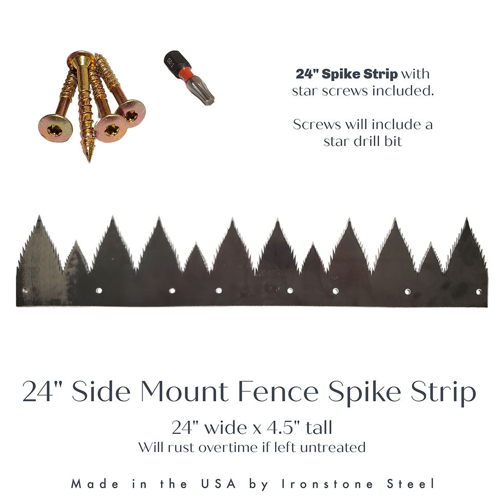 Thumbnail: 24 inch long side mount anti-climb fence spikes – raw steel – Ironstone Steel