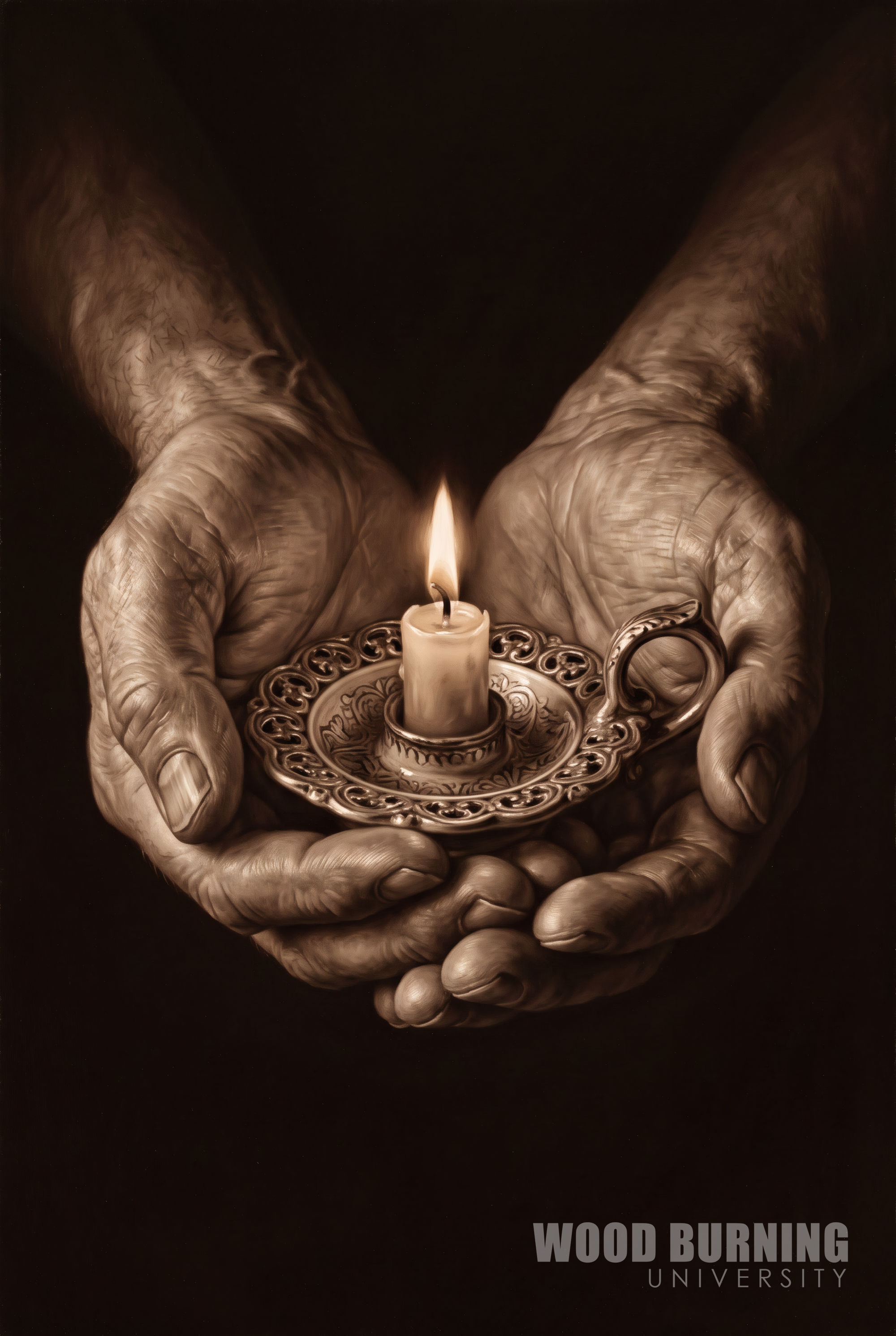 Hands Cradling a Candle