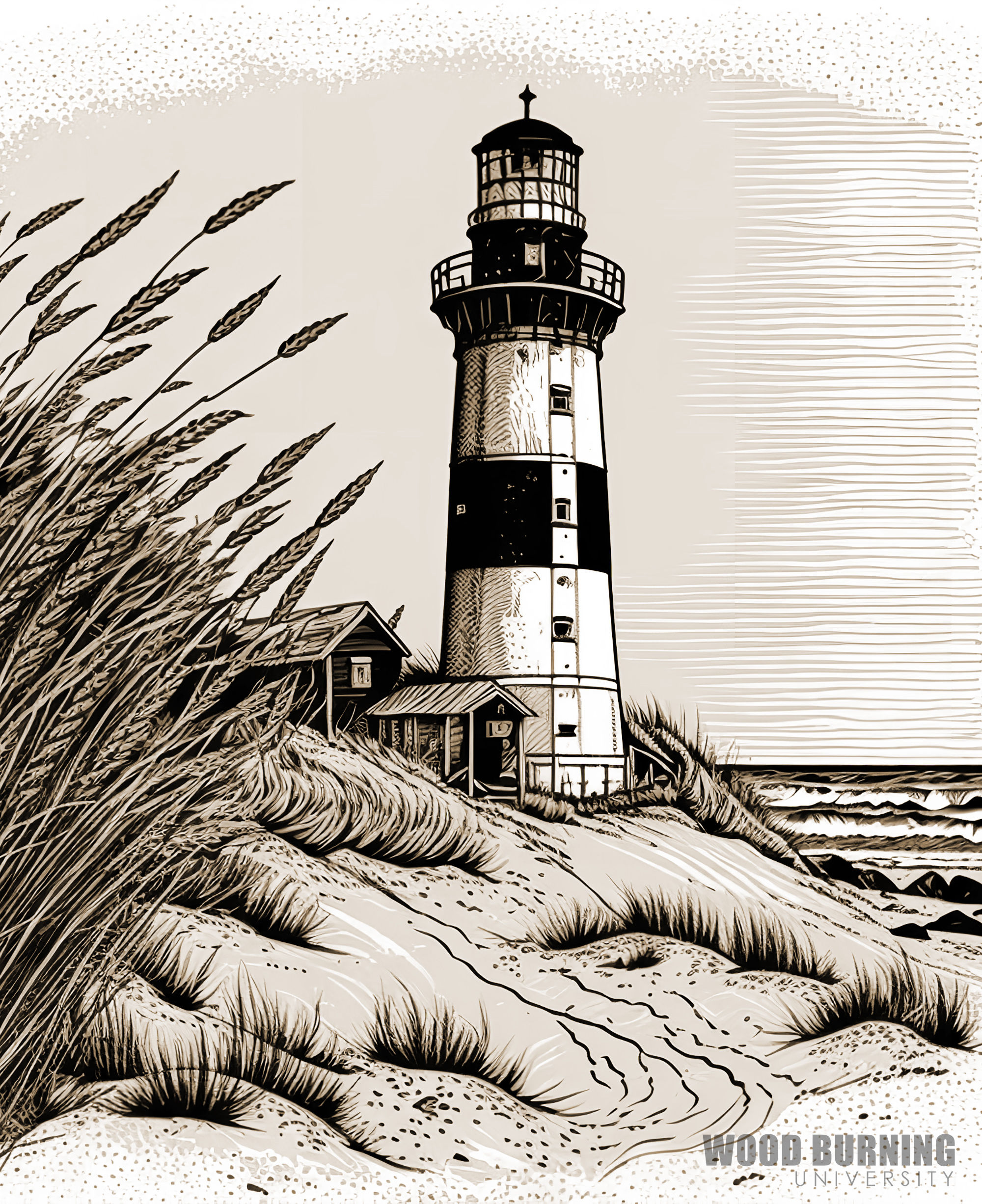 Sandy Beach with Lighthouse