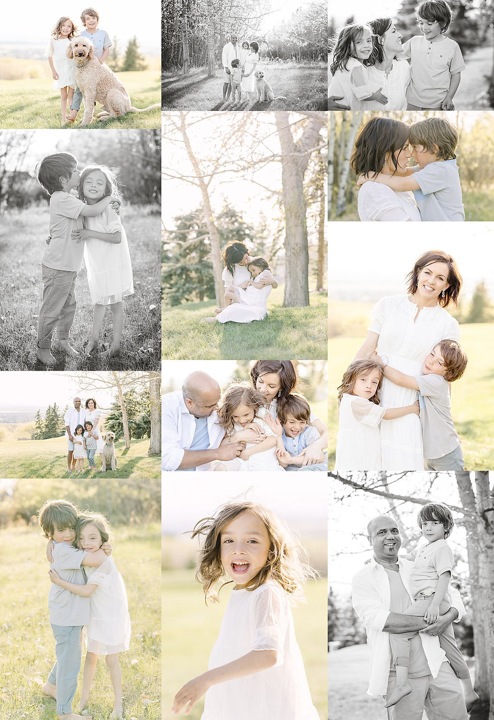 collage of outdoor family photos in Calgary, Alberta