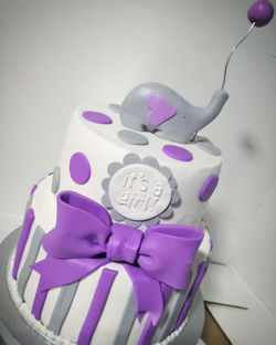 Purple Dot Elephant Baby Shower cake