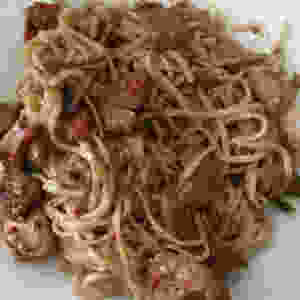 Fiery Meat Medley with Noodles withloverecipes.com