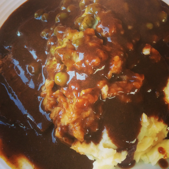 12 Hour Slow Cooked Beef with Fat Free Beef & Onion Gravy served with Fluffy Mash