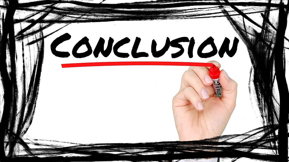 Conclusion written in black marker underlined in red