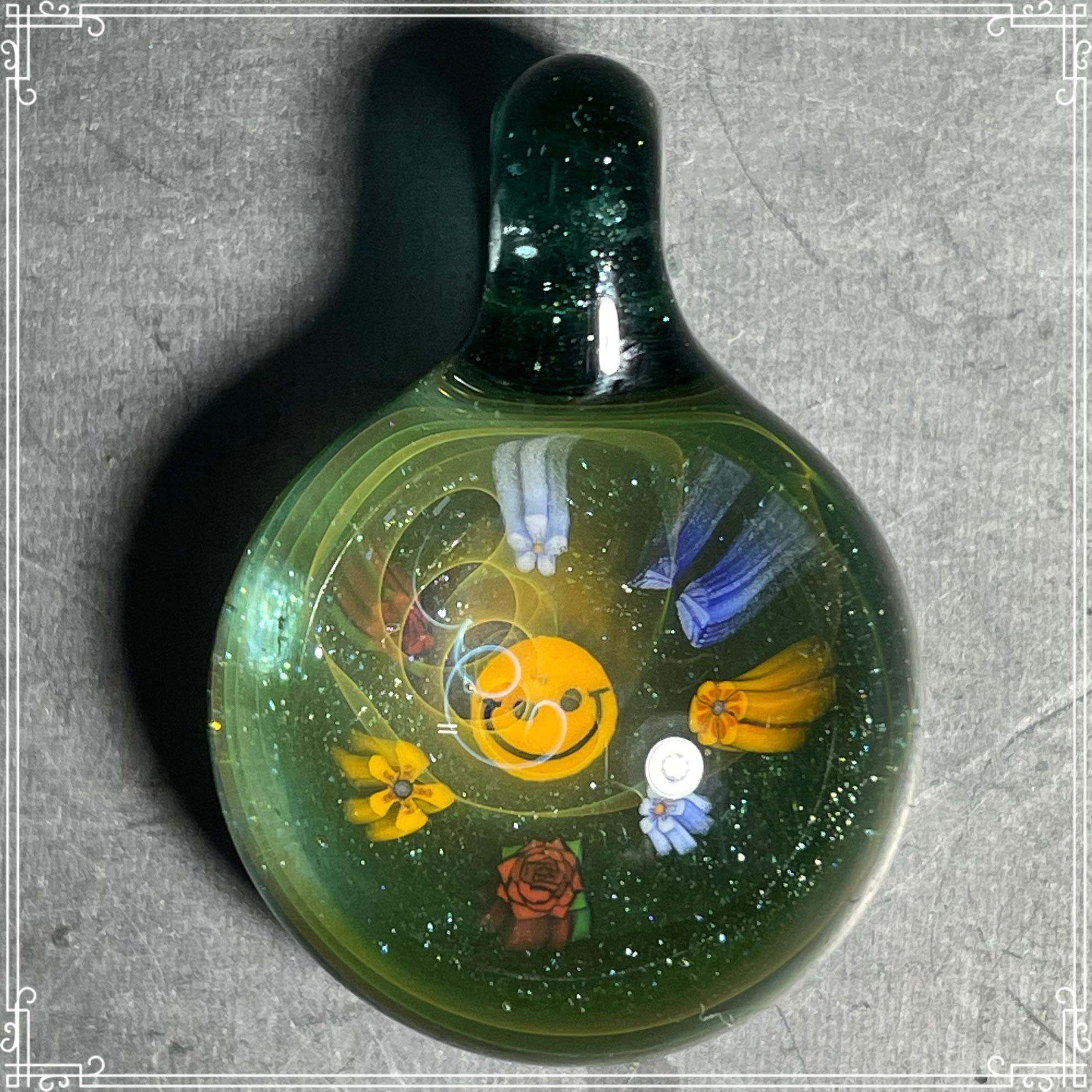 Golden silver happy face Millefiori