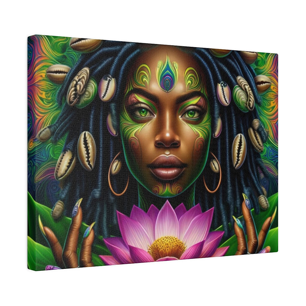 Thumbnail: Ethereal Lotus Matte Canvas (Green/Pink)
