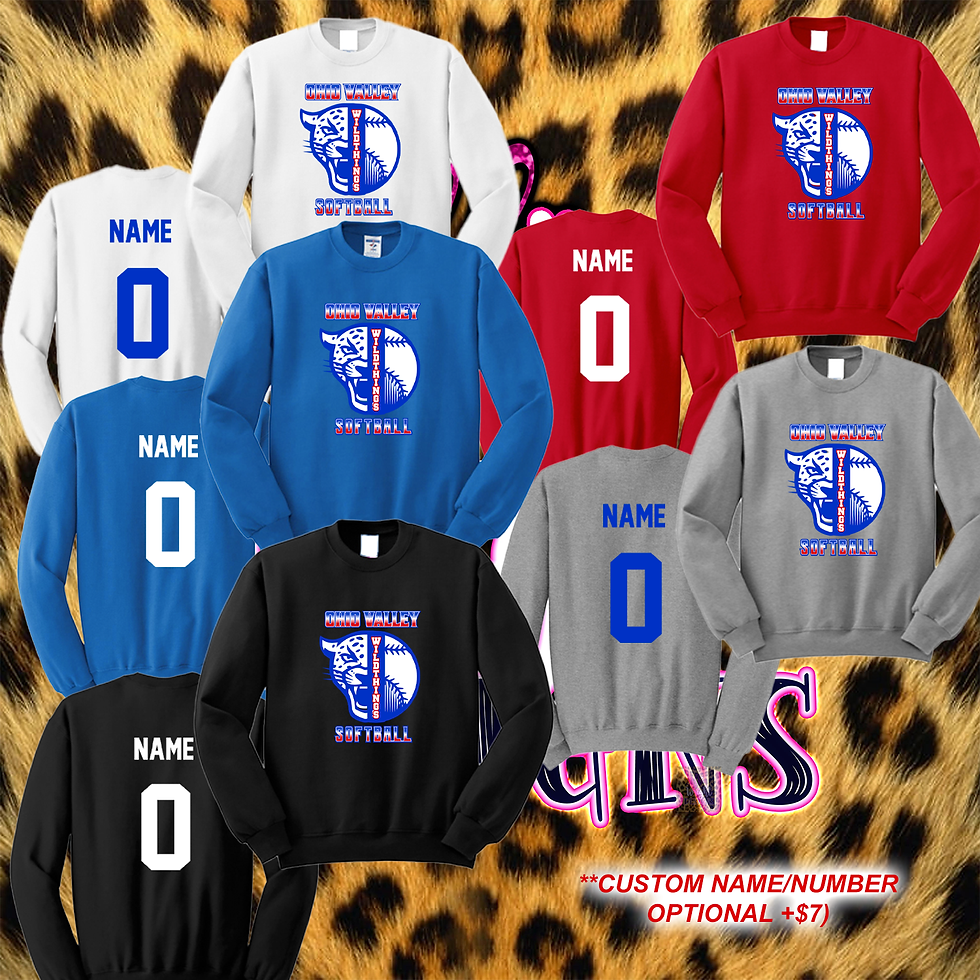 OV WILDTHINGS CREW SWEATSHIRT: DESIGN 1 (custom name/number on back