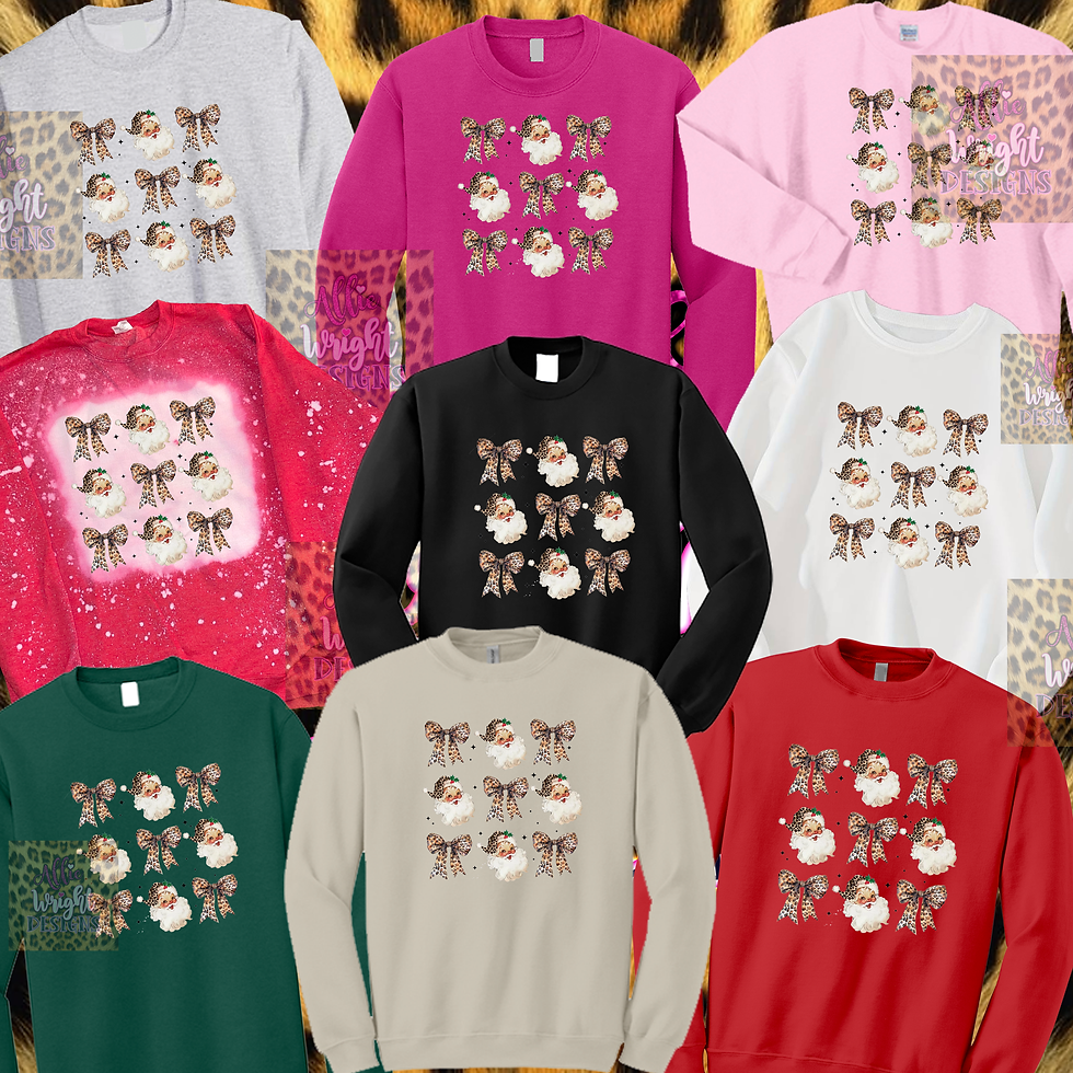 Leopard Santa Bows T-shirt or Crew