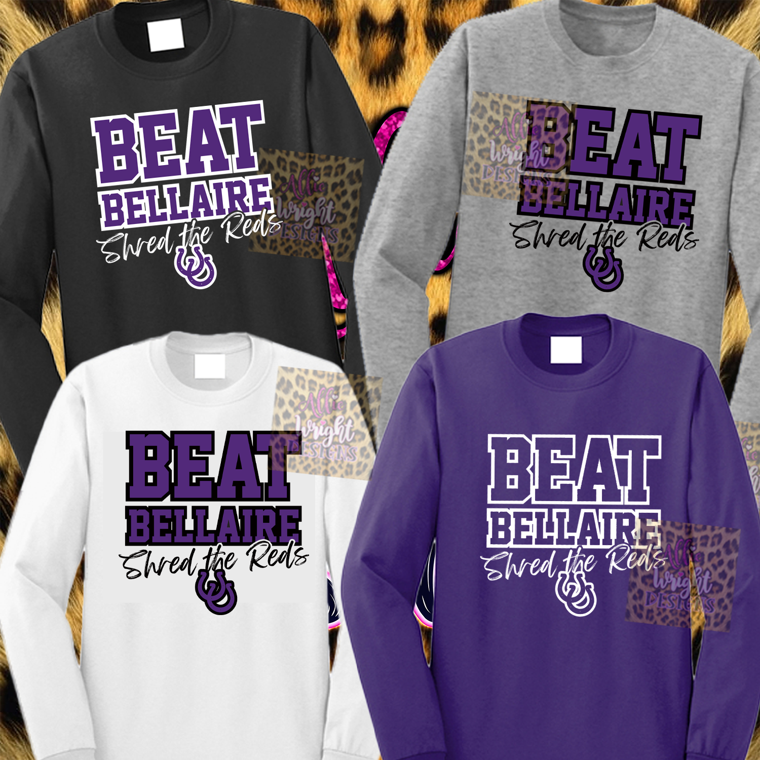 Beat Bellaire Shred The Reds Long Sleeve Tee - Design 2