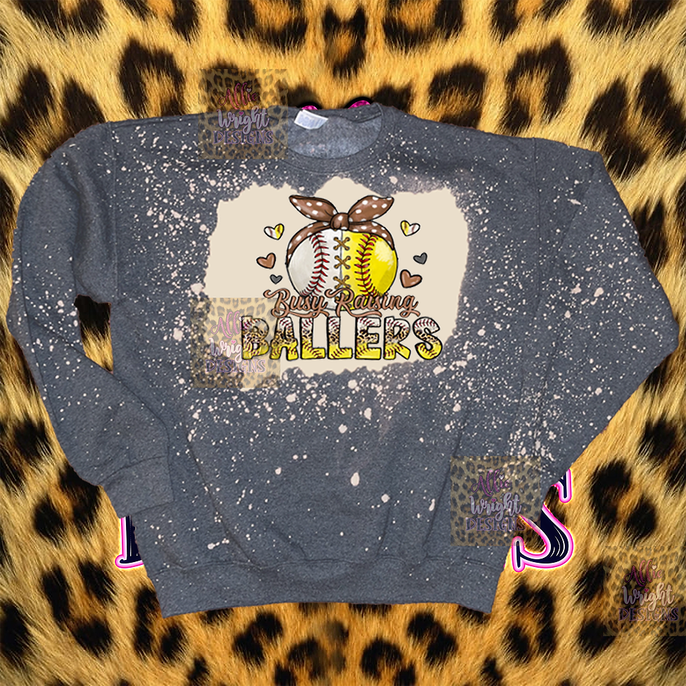 Thumbnail: Busy Raising Ballers Charcoal Bleached Sweatshirt