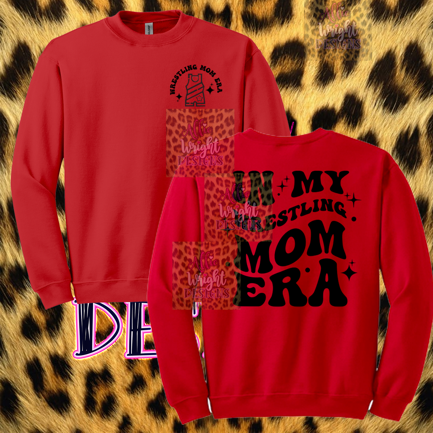 Wrestling Mom (or other name) Era Crew Sweatshirt - Red or Custom Colors