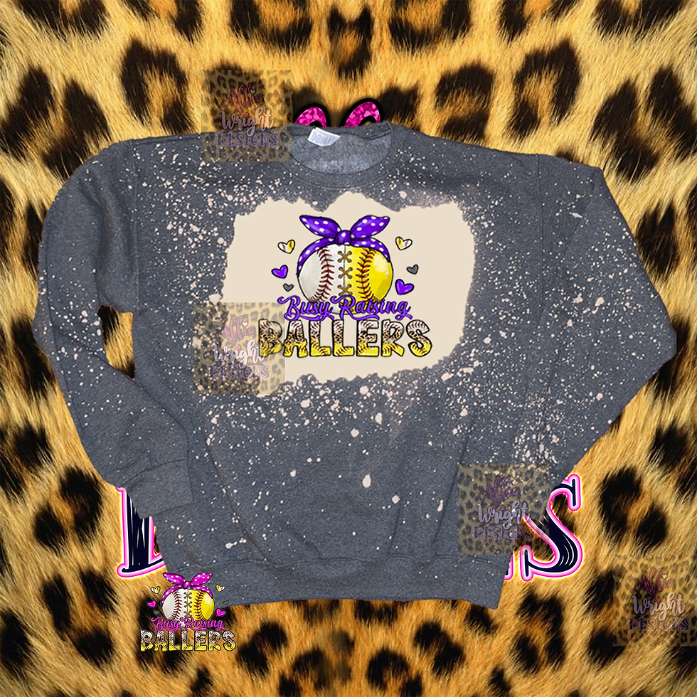 Thumbnail: Busy Raising Ballers Charcoal Bleached Sweatshirt