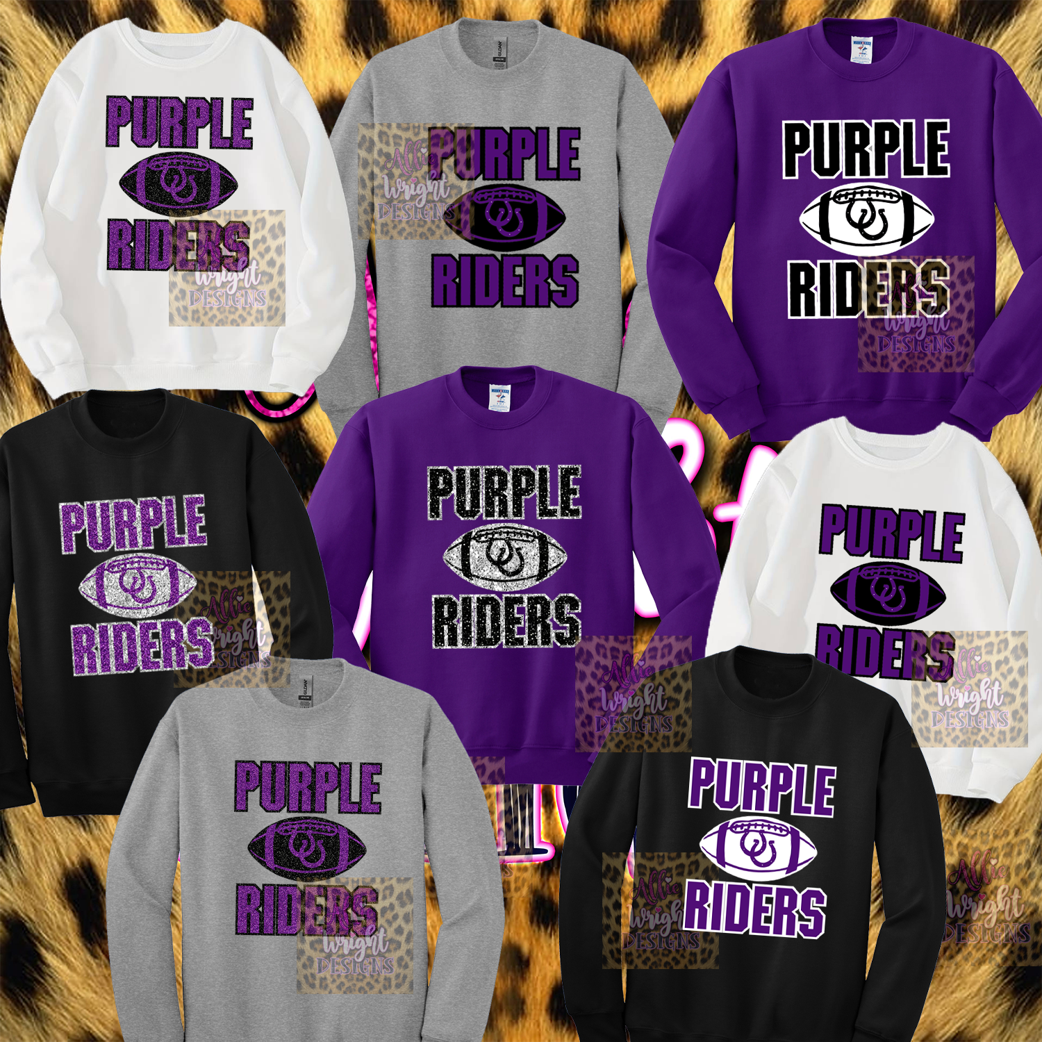 Purple Riders Football Crewneck Sweatshirt