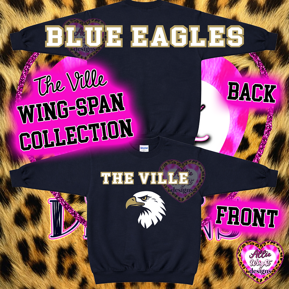 Thumbnail: THE VILLE: BLUE EAGLES FUNDRAISER - WINGSPAN LONG SLEEVE, SWEATSHIRT OR HOODIE