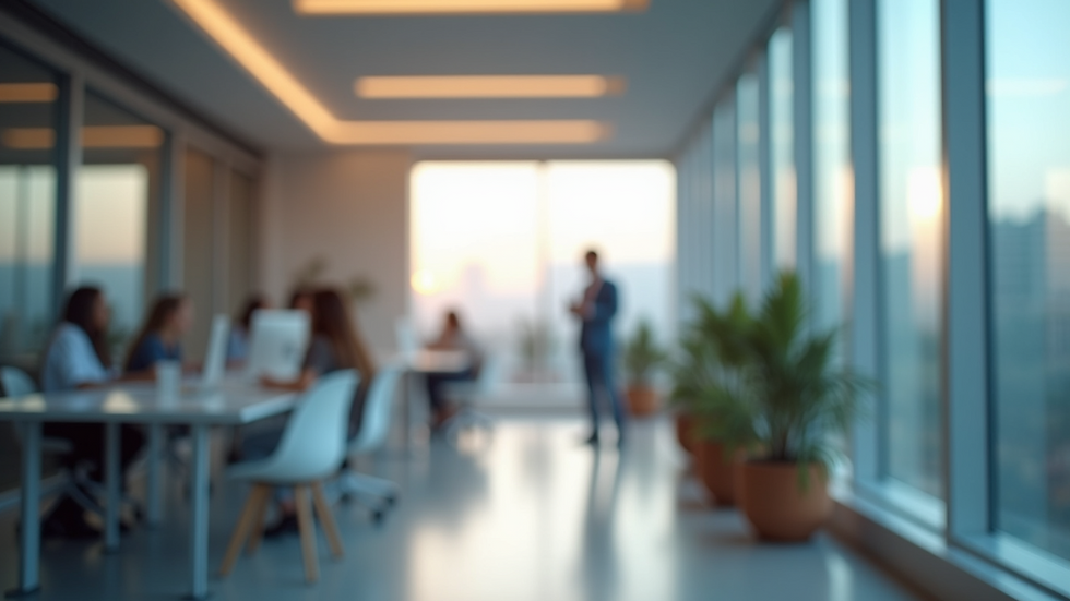 High angle view of a healthcare technology startup office
