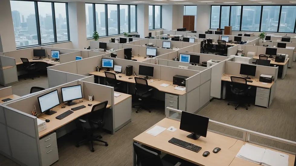 High angle view of a modern office environment where medical billing takes place
