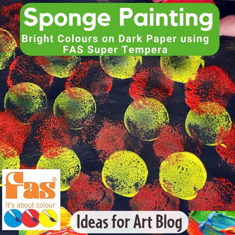 Sponge Painting with Bright Colours on Dark Paper using Super Tempera: A Creative Art Activity