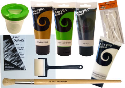 Five Star Acrylic Colours – Metallic Gold & Vivid Leaf Green