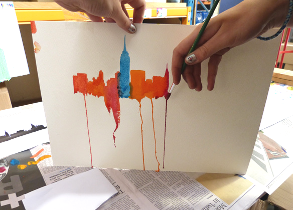 Hold your paper up vertically to allow it to dribble.