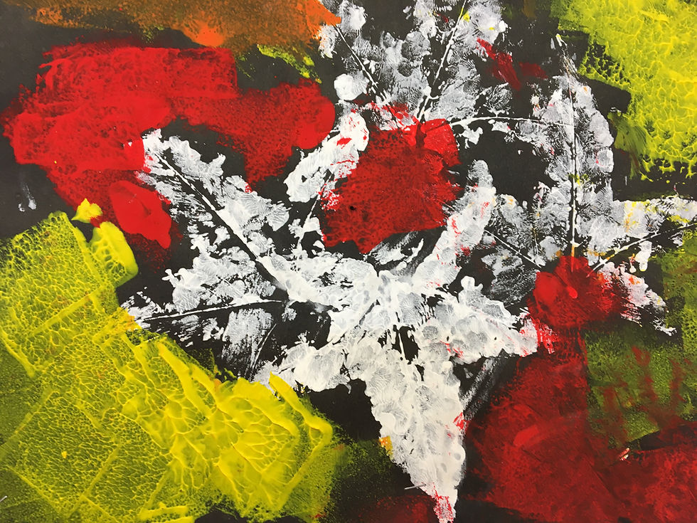 Leaf Printing on Black Paper