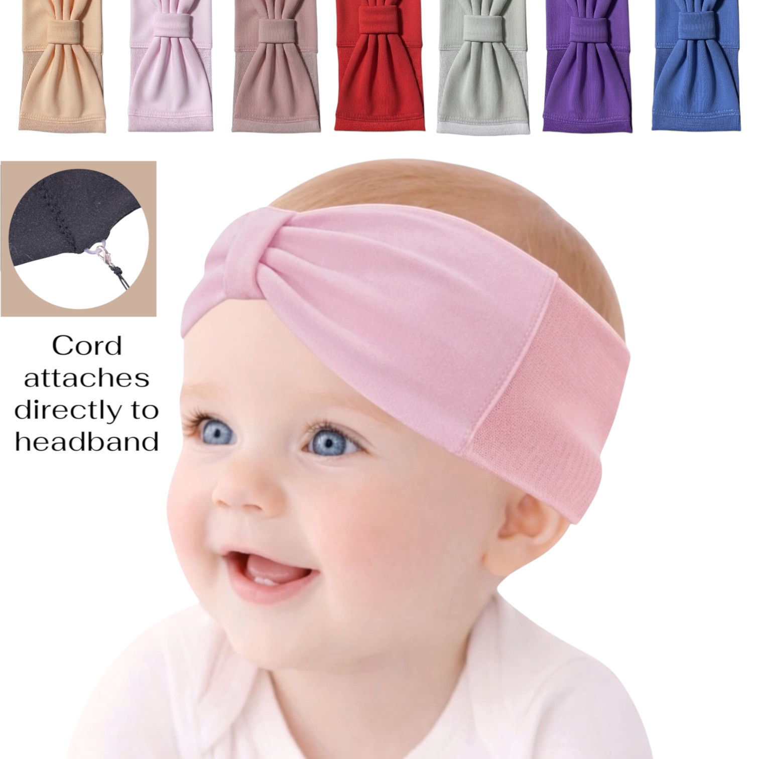Custom Children’s Hearing Aid Retention Headband And Cord- Solid Flat Style