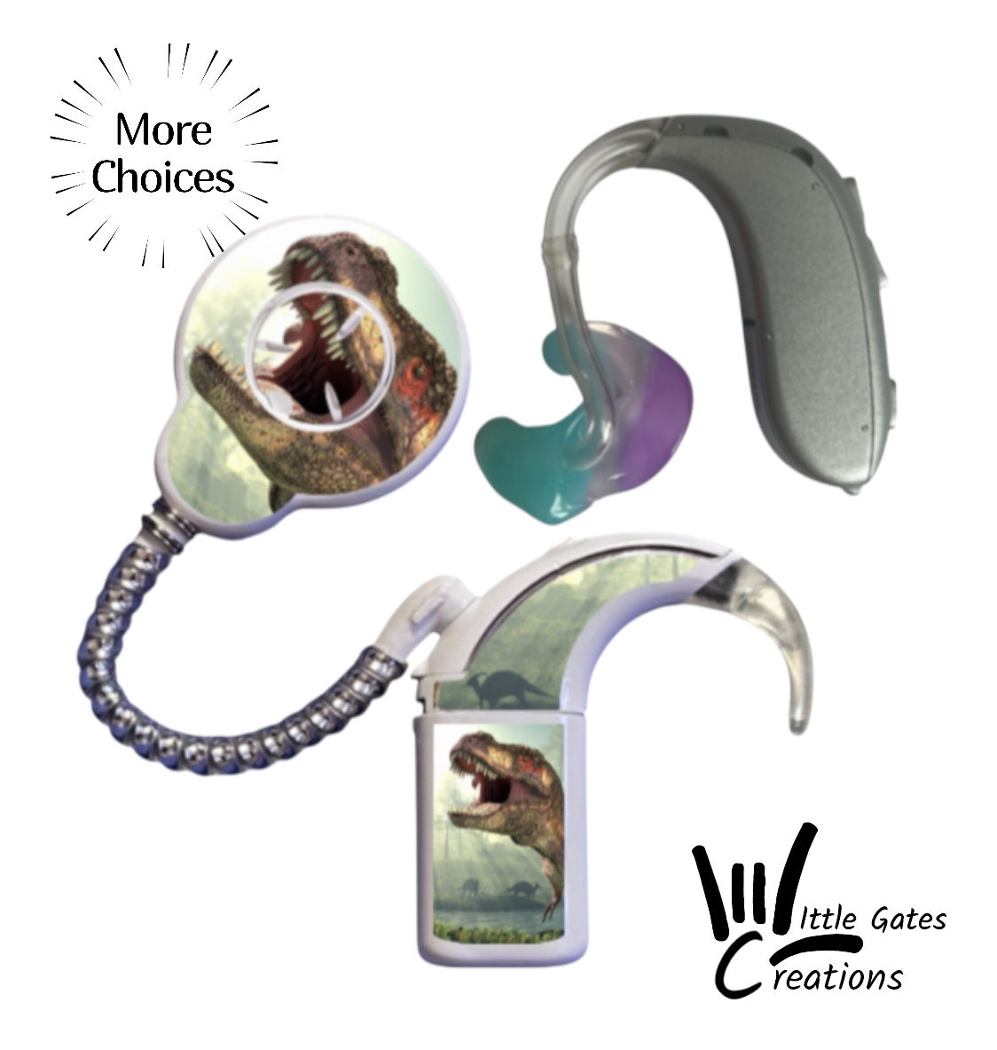 Sticker for cochlear and hearing aids- T Rex