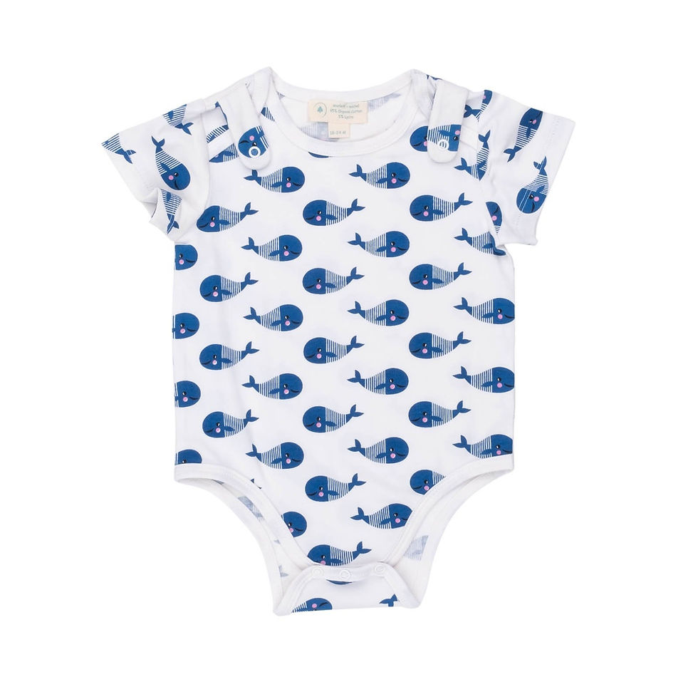 Thumbnail: Blue Whale Baby Bodysuit & Bib Set