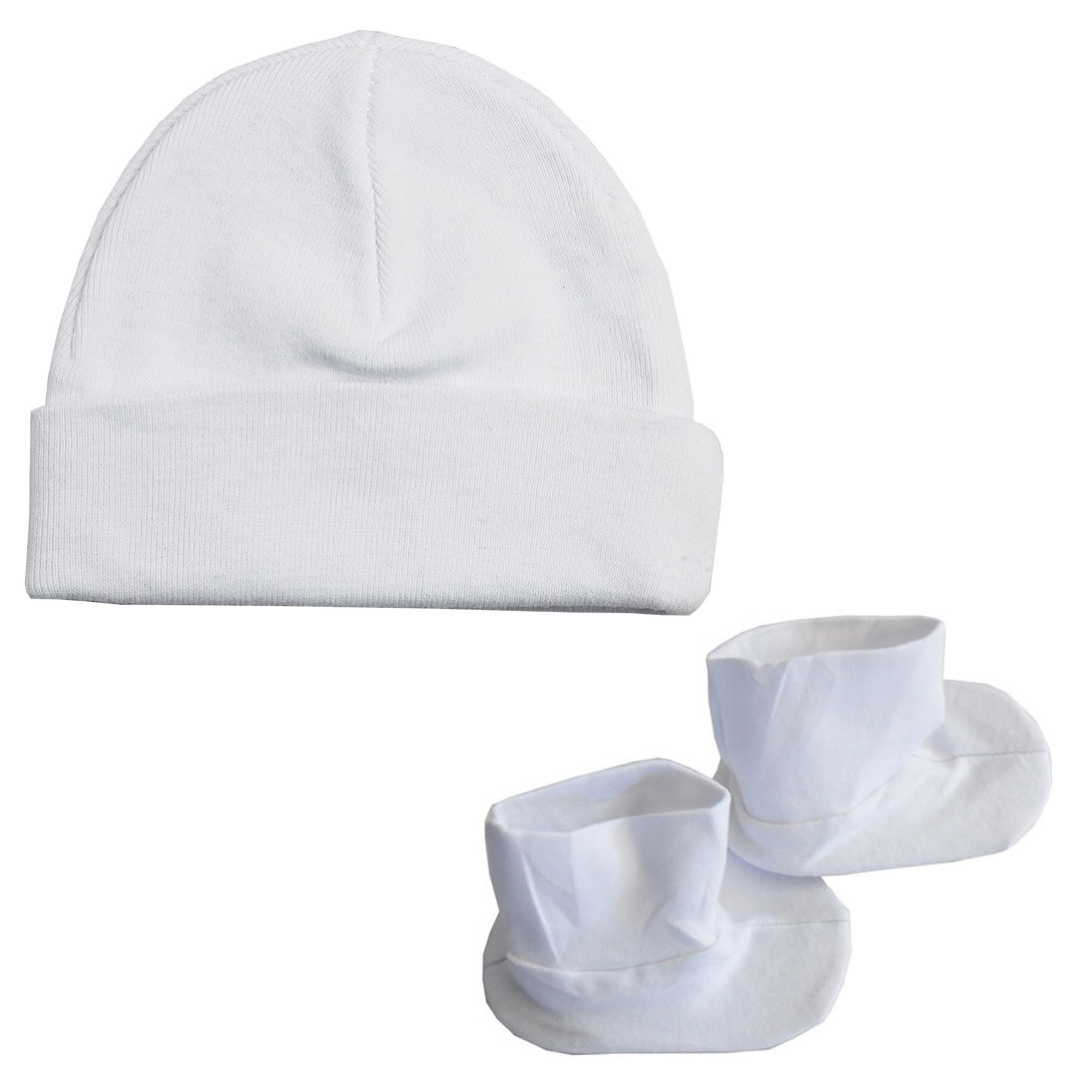 Newborn Cap & Bootie Set, White