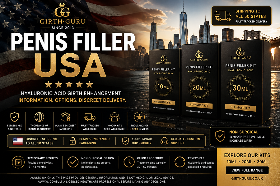 Discreet Girth Guru penis filler delivery information for customers in the USA