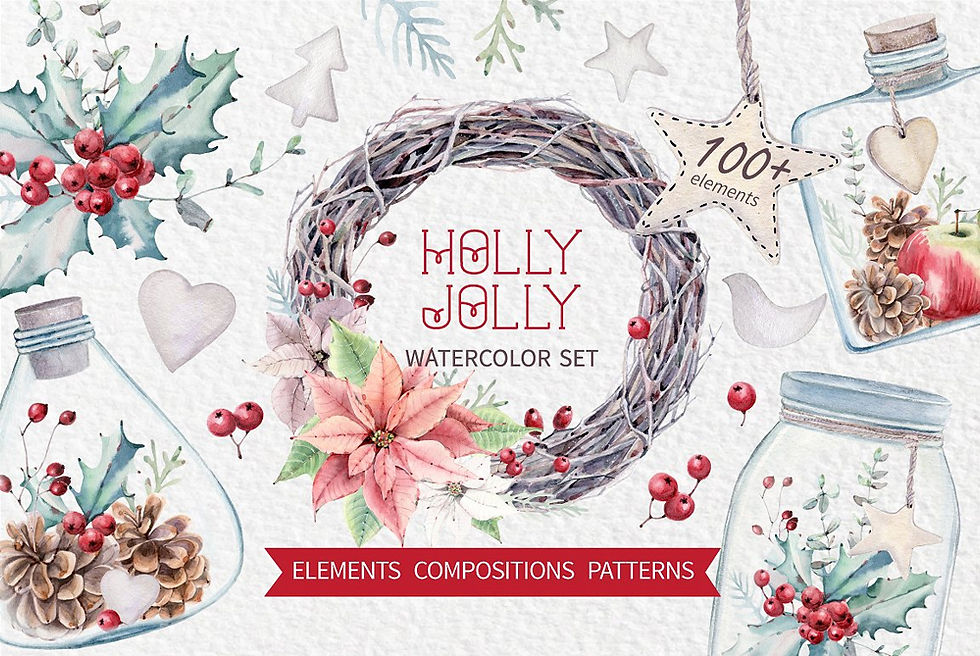 Holly Jolly Watercolor set