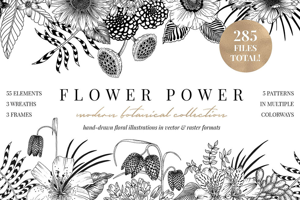 FLOWER POWER botanical illustrations by Sophia J Caldwell