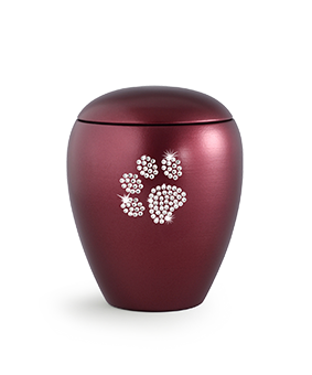 Miniaturbild: Keramik, perlmutt weinrot, Pfote aus Kristallen