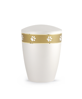 Miniaturbild: Edition Elegance, perlmutt weiß, umlaufendes Pfotenband gold – Naturstoff