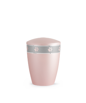 Edition Elegance, perlmutt rosé, umlaufendes Pfotenband silber – Naturstoff