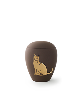 Keramik, Samton cafe, goldenes Katzenrelief