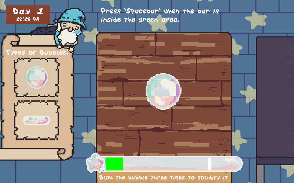 Main gameplay screen from Lazy Wizard In My Pocket