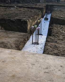 reinforcing bars in a foundation