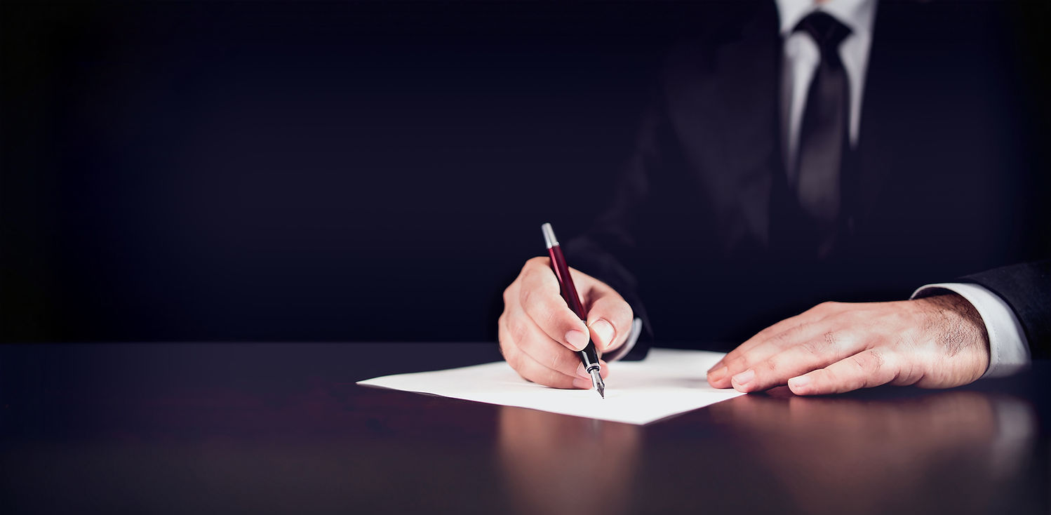 Businessman writing a formal legal letter