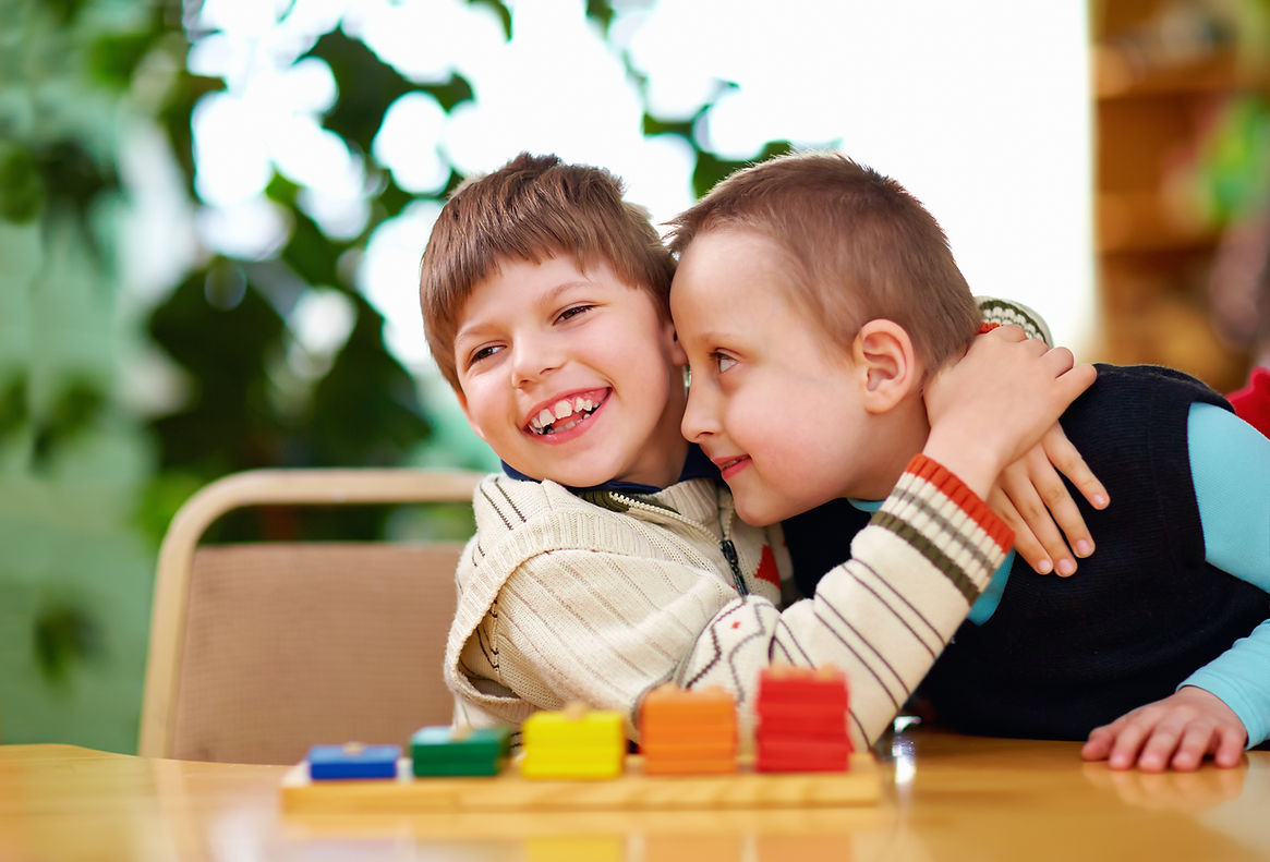 happy kids with disabilities in preschool
