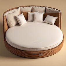 round bed mattress and pillows
