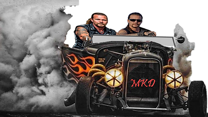 Stop the press graphic design of MadKiwi Designs skidding a hotrod