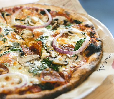Pizza with Salami Mushrooms and Onion