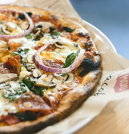 Pizza with Salami Mushrooms and Onion